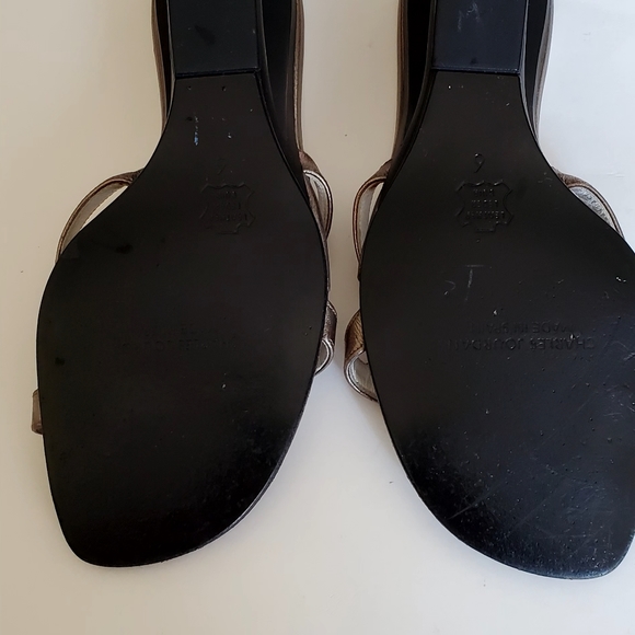 Charles Jourdan Paris Gold Coloured Leather Slide Sandals size 6 - Picture 6 of 7